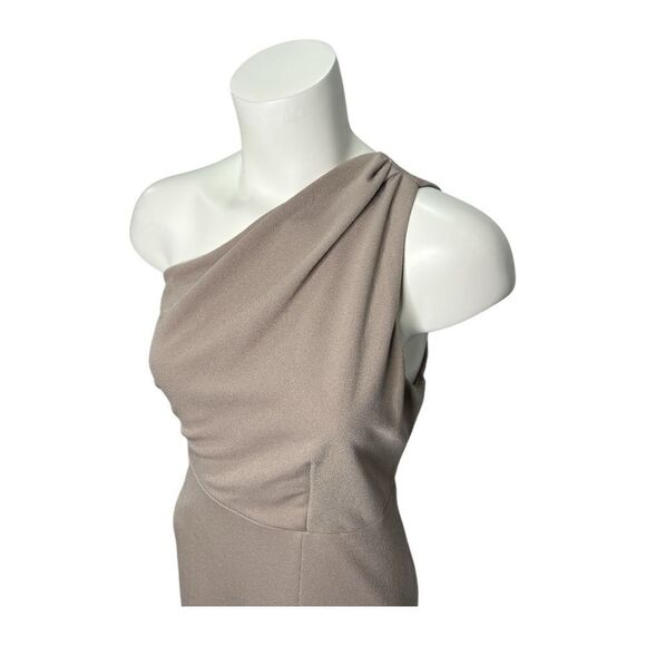 Birdy Gray Taupe One Shoulder KIRA Dress Crepe Sz XL - Picture 2 of 9